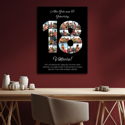 Zum 18. Geburtstag – Fotocollage auf Leinwand für sie