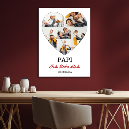 Collage mit Herz und Text – personalisierter Leinwanddruck