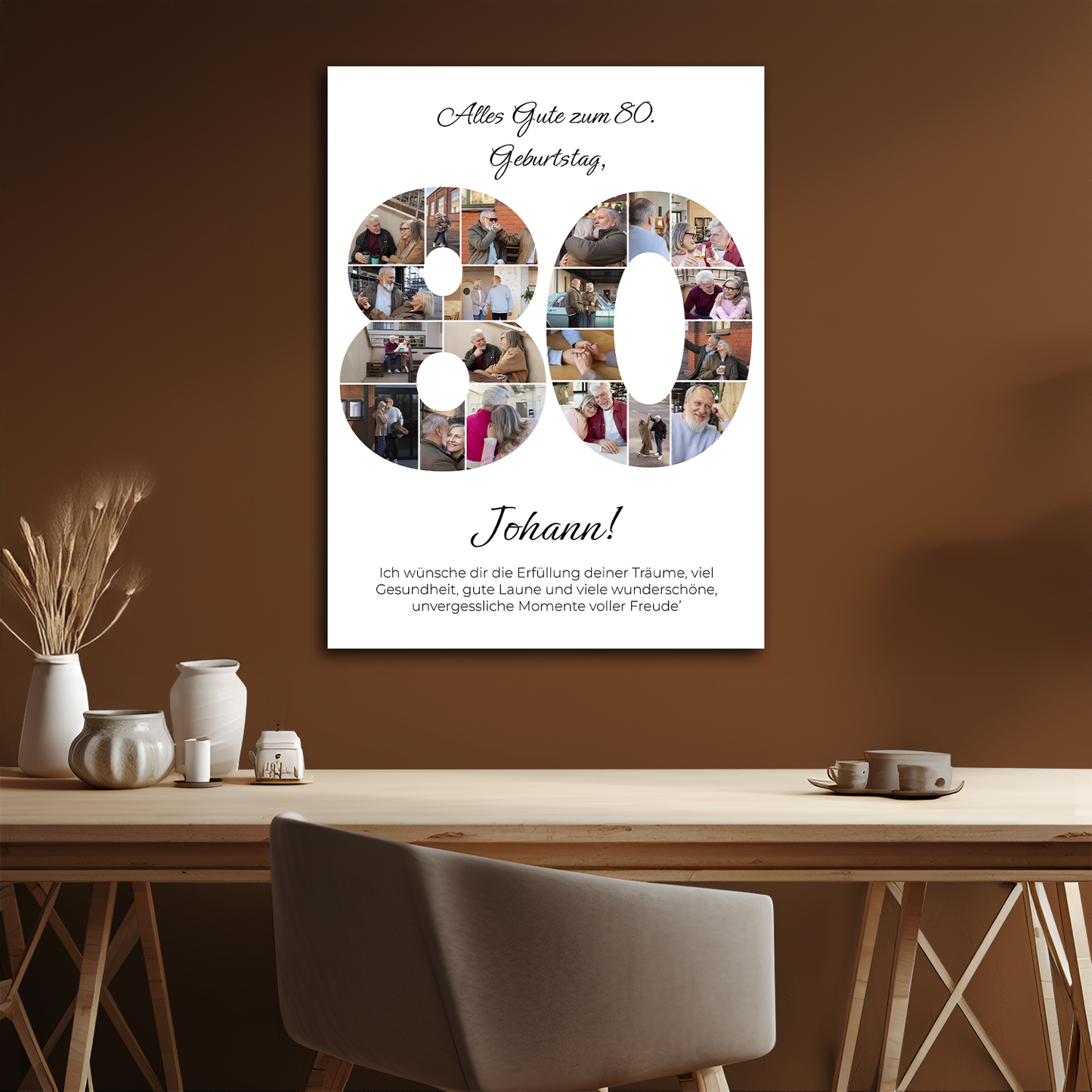 Träume werden wahr zum 80. Geburtstag – Collage auf Leinwand für einen Mann