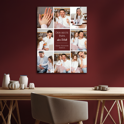 Fotocollage des besten Vaters der Welt – personalisierter Leinwanddruck