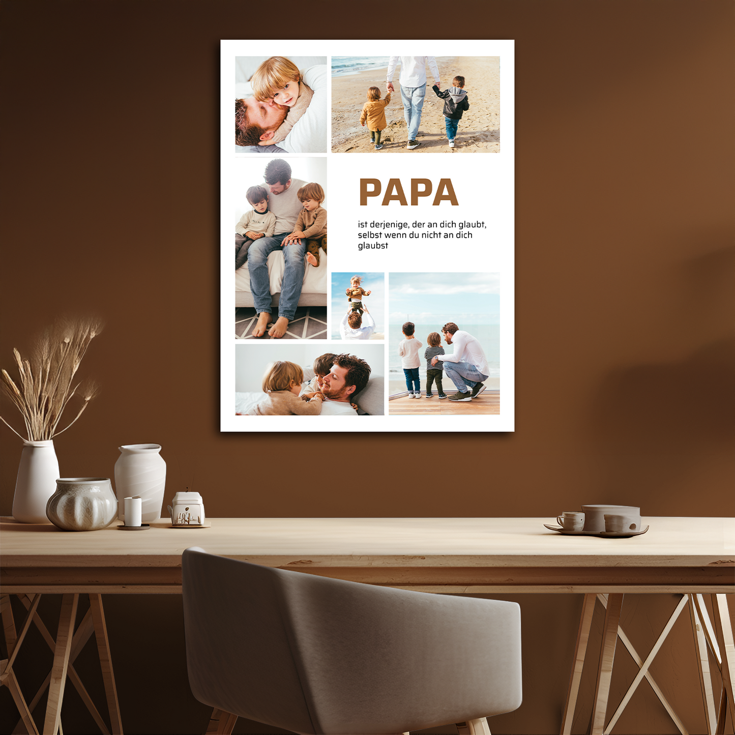 Collage aus 6 Fotos + Zitat – personalisierter Leinwanddruck
