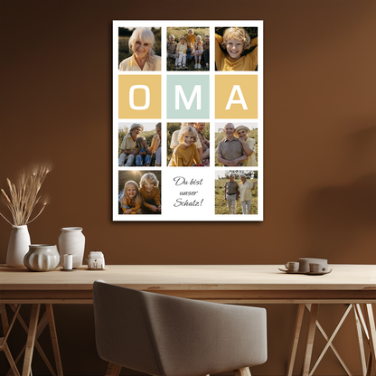 Du bist unser Schatz! – Collage auf Leinwand für die Oma