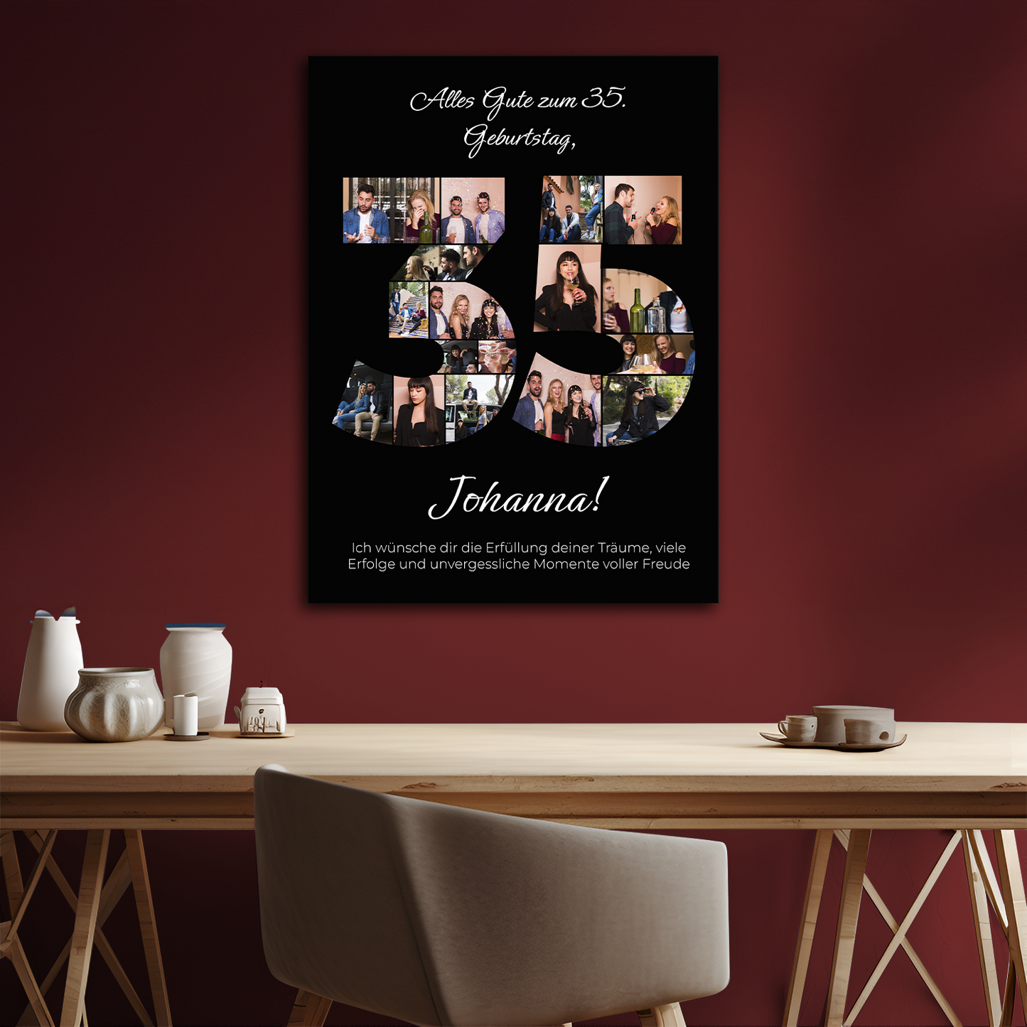 Zum 35. Geburtstag – Fotocollage auf Leinwand für eine Freundin