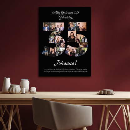 Zum 35. Geburtstag – Fotocollage auf Leinwand für eine Freundin