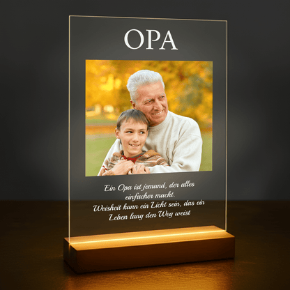 Weisheit des Opas – personalisierter Glasdruck für den Opa - Emmygift.de