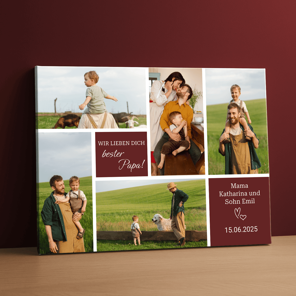 Wir lieben dich – personalisierter Leinwanddruck - Emmygift.de