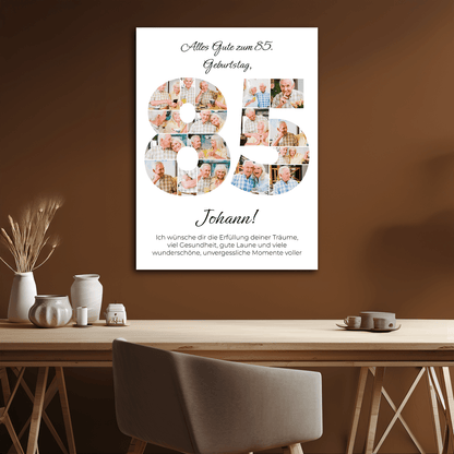 Wünsche für die Erfüllung aller Träume zum 85. Geburtstag – eine Collage auf Leinwand für ihn - Emmygift.de