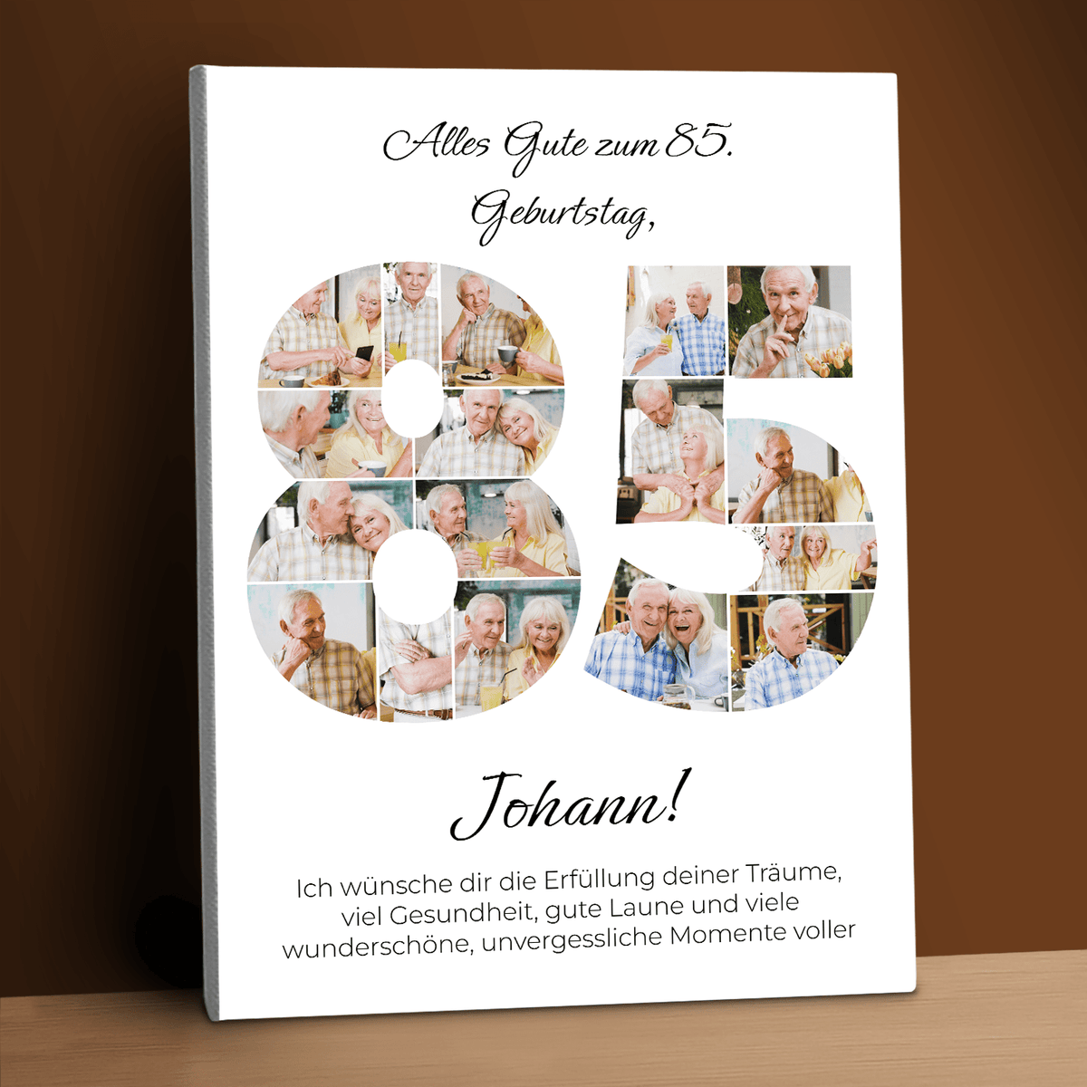 Wünsche für die Erfüllung aller Träume zum 85. Geburtstag – eine Collage auf Leinwand für ihn - Emmygift.de