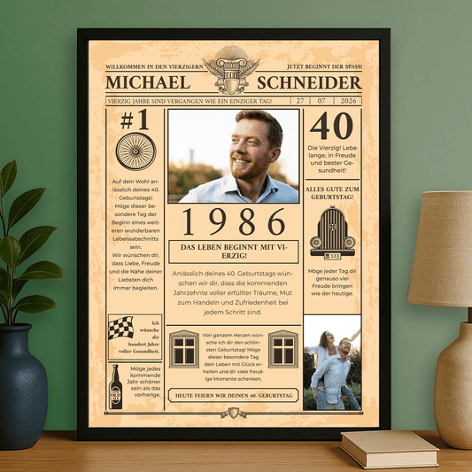 Zeitungsseite – personalisiertes Poster für einen Mann - Emmygift.de