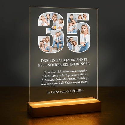 Zum 35. Geburtstag - personalisierter Glasdruck für die Ehefrau - Emmygift.de