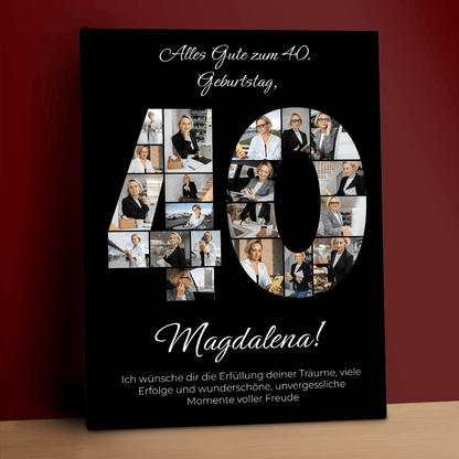 Zum 40. Geburtstag – Fotocollage auf Leinwand für eine Frau - Emmygift.de