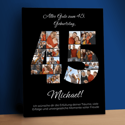 Zum 45. Geburtstag – Fotocollage auf Leinwand für ihn - Emmygift.de