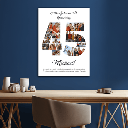 Zum 45. Geburtstag – Fotocollage auf Leinwand für ihn - Emmygift.de